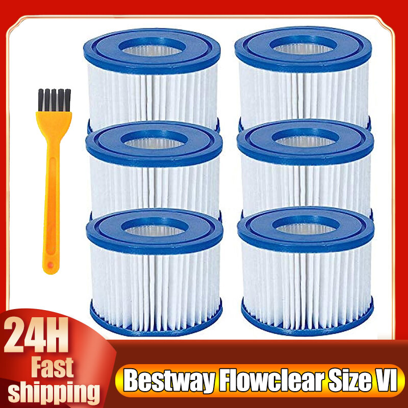 Replacement Swimming Pool Filter Fit for Bestway Flowclear Size VI Filter Cartridge Lay-Z-Spa - Miami Vegas Palm Springs