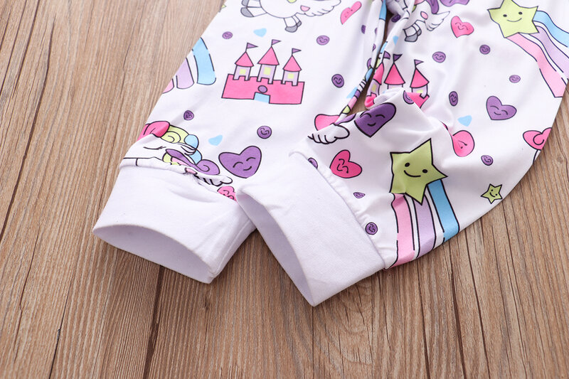 Set di vestiti per neonata neonato unicorno Pegasus Star Castle top + pantaloni + cappello + fascia per capelli 4 pezzi abiti per bambina