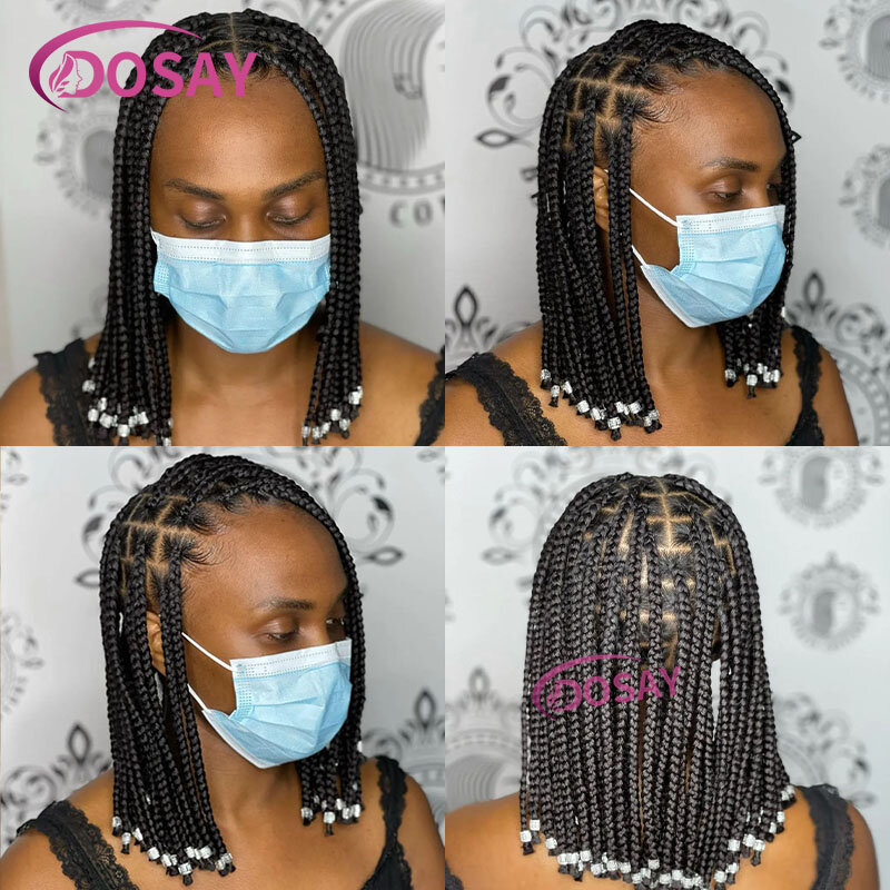 Dosay Synthetic Short Bob Braided Wigs Knotless Full Lace Frontal Wig Box Braided Wigs For Black Women Lace Front Wig 10 Inch