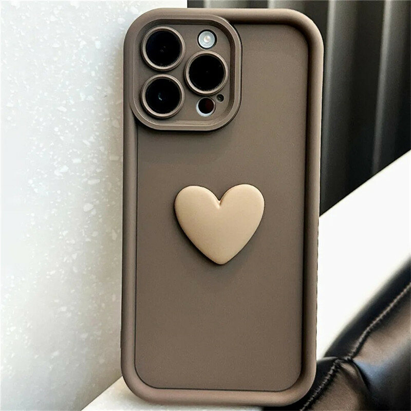 Ottwn Cute INS 3D Love Heart silikonowe etui na telefon iPhone 11 12 13 14 15 Pro Max XS XR 7 8 Plus SE 2020 wstrząsoodporny pokrowiec na cukierki