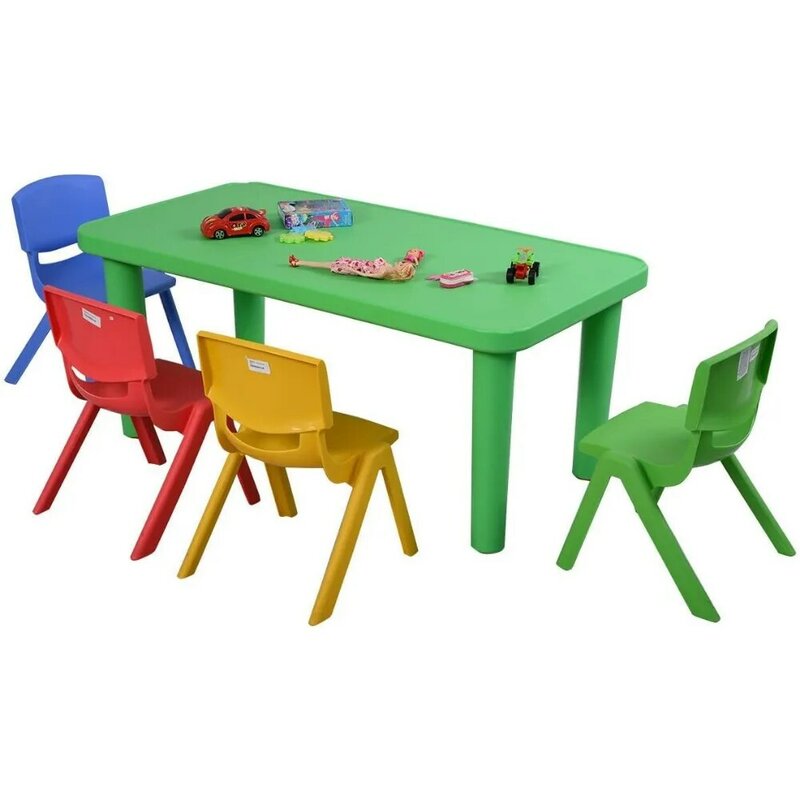 Ensembles de meubles pour enfants, ensemble d'activités d'apprentissage et de jeu en plastique, chaises empilables colorées, ensembles de meubles de table portables pour enfants
