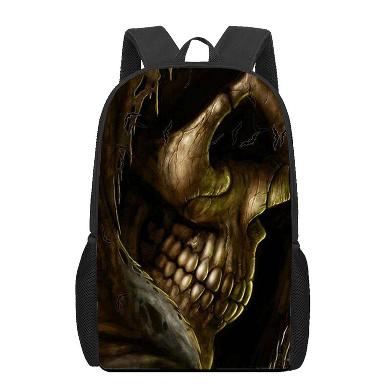 Grim Reaper Skeleton 16 inch Kids School Bags 3D Print Children Book Bags for Girls Boys Orthopedic Schoolbag Primary Backpacks