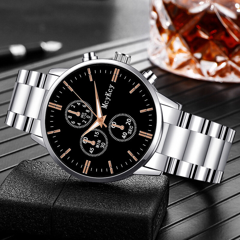 Relógio de aço tungstênio masculino, banda multifuncional, mostrador, classe superior de luxo, melhor presente para amigos e idosos