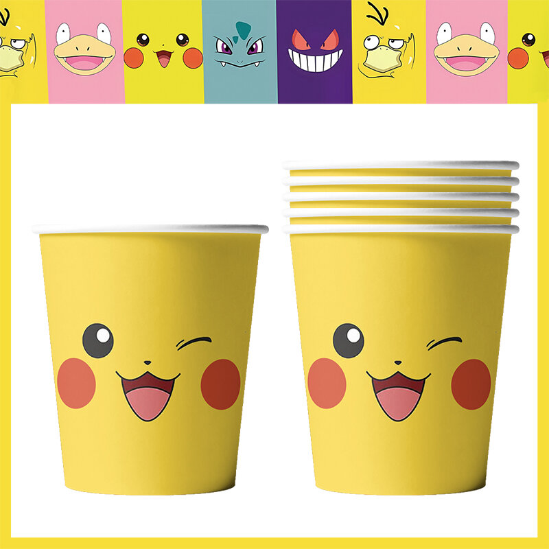 Pokemon Pikachu Anime Birthday Party Decorações, Balão, Talheres de papel, Caixas de fundo, Bolo Toppers, Baby Shower, Kids Party Supplies