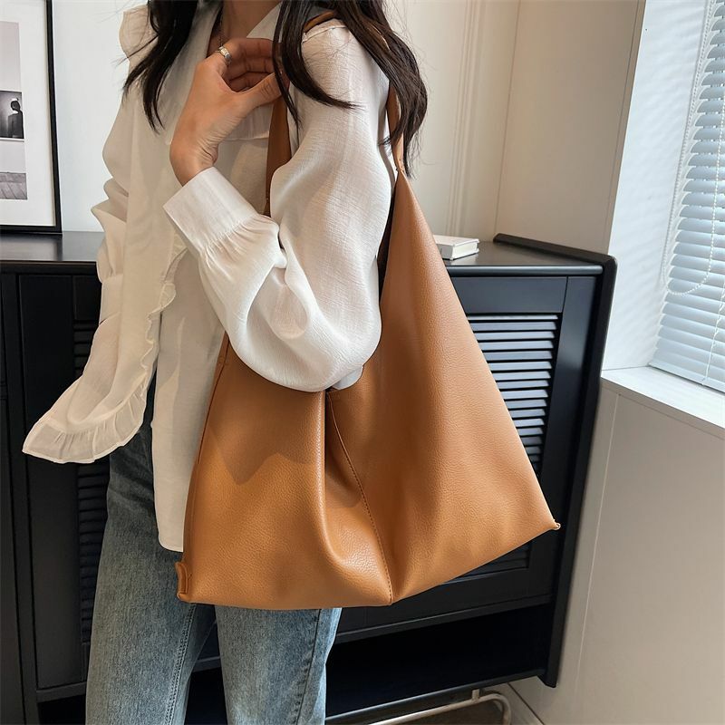 Casual Soft Surface Pu Large Capacity Bag Women 2023 Brand New Fashion Fashion Shoulder Bag Popular Luxury Harajuku Bucket Bag