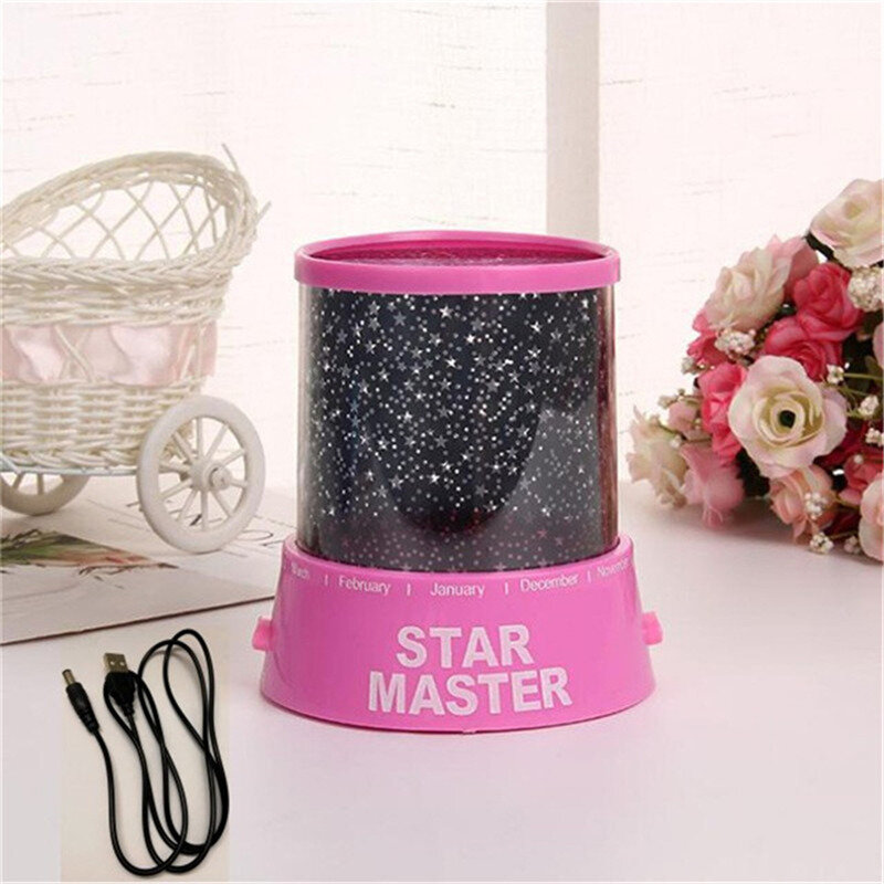 Romantic Rotating Star Moon Sky Rotation Night Projector Novelty Starry Star USB Night Light Lamp Projection For Kids Bed Lamp
