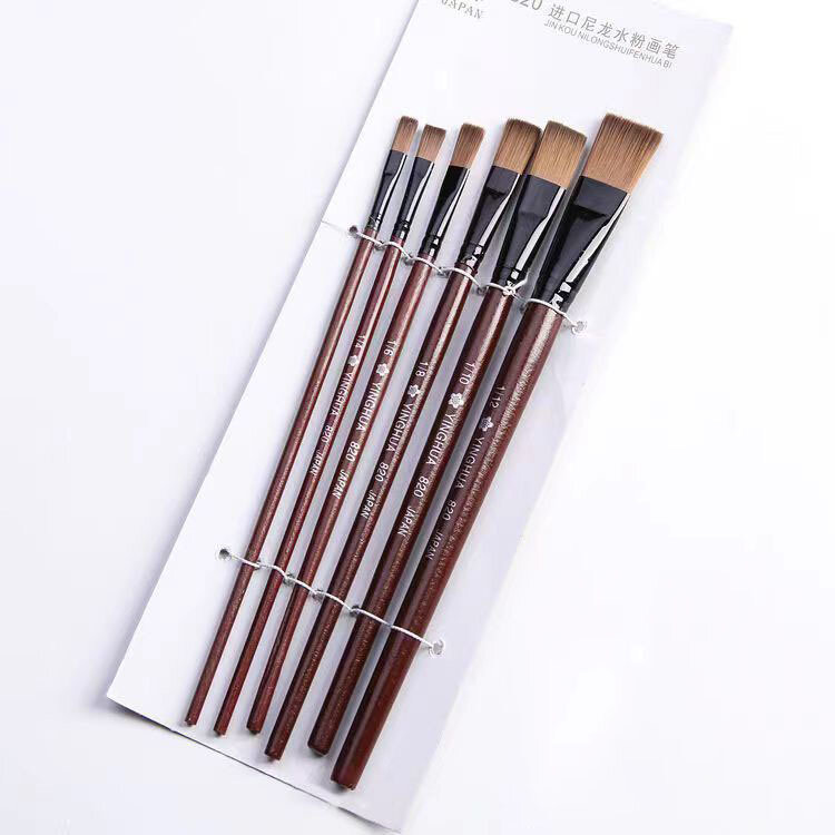 6 pezzi pennello artista nylon manico in legno acquerello pittura acrilica set di pennelli per pittura forniture artistiche
