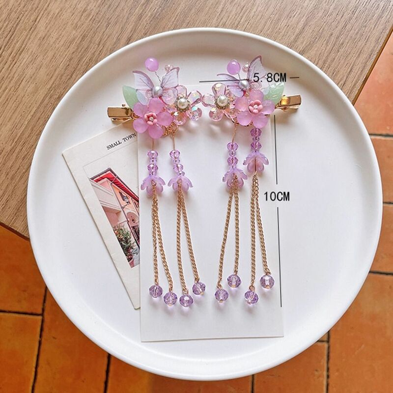 Moda copricapo fiore farfalla lega Clip laterale perla stile cinese fermaglio per capelli accessorio per capelli Barrettes bambini ragazza tornante