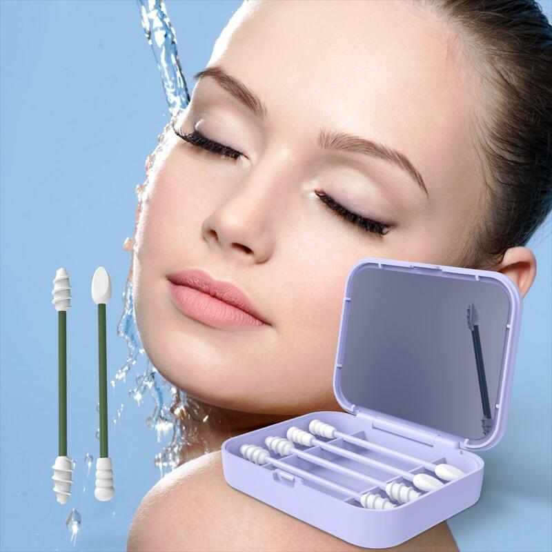 With Box Cotton Swab Reusable  Ear Cleaning Sticks Makeup Applicator Remover Double-headed Spiral Swabs Care Tools