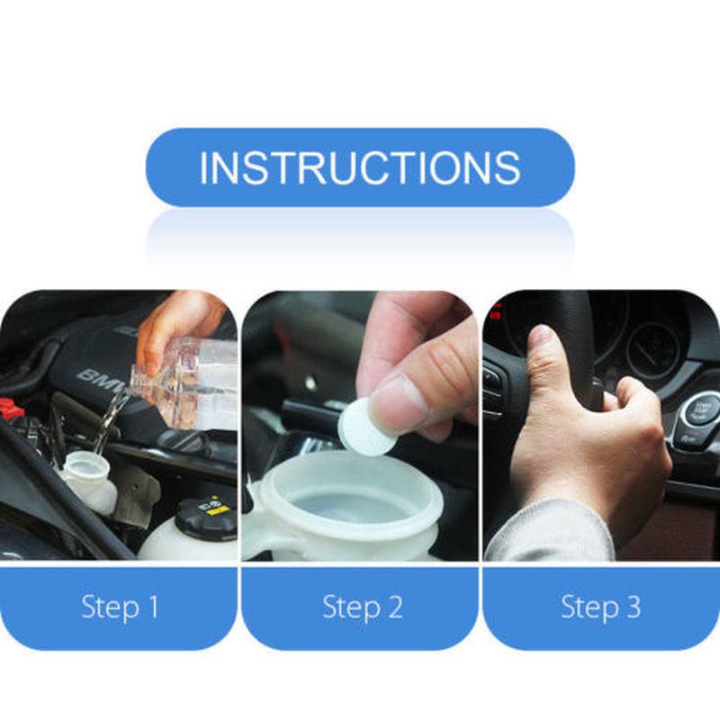 Car Windshield Cleaner Effervescent Tablets Solid Washer Agent Universal Automobile Glass Water Dust Soot Remover