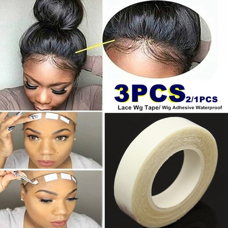 Rollo adhesivo para extensión de cabello, cinta adhesiva de doble cara, resistente al agua, de larga duración, para salón de belleza, 3 piezas