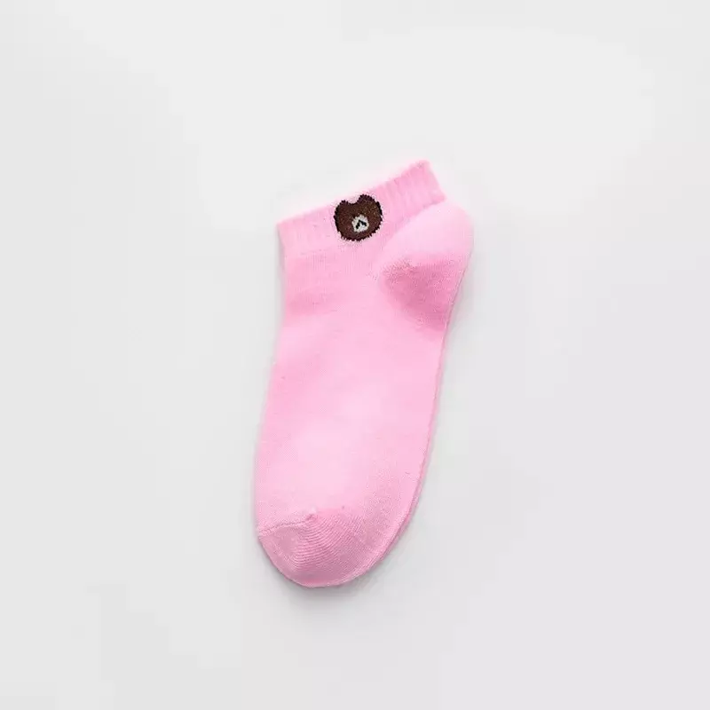 2024 Casual Comfortable Cotton Polyester Ankle Bear Socks Black White Women Sports Socks