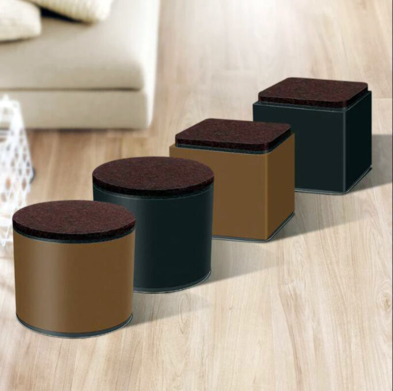 4PCS Carbon Steel Furniture Riser Beg Leg Raiser Adds Height to Heavy Furniture Round Square Sofa Chair Table Feet Riser Black