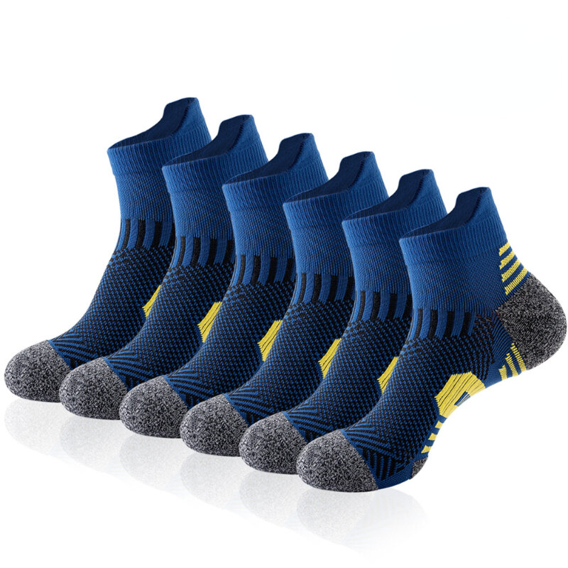 Meia de tornozelo grossa para fitness profissional, meias curtas resistentes ao desgaste, respirável e secagem rápida, esportes ao ar livre, 3 pares