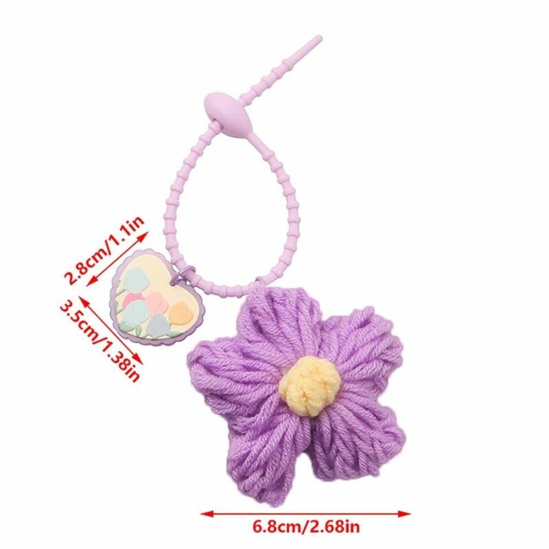 Colorido lã flor saco chaveiro pingente, durável, fio, carro decorações, saco decoração