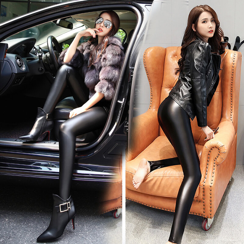 Новинка Осень/Зима 2023, верхняя одежда, брюки из натуральной кожи с высокой талией, облегающие сексуальные брюки для ног, женская модель