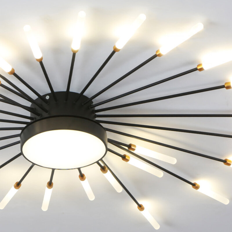 Lámpara de araña moderna con luz LED de fuegos artificiales, iluminación de techo para sala de estar, dormitorio, habitación de niños, control remoto