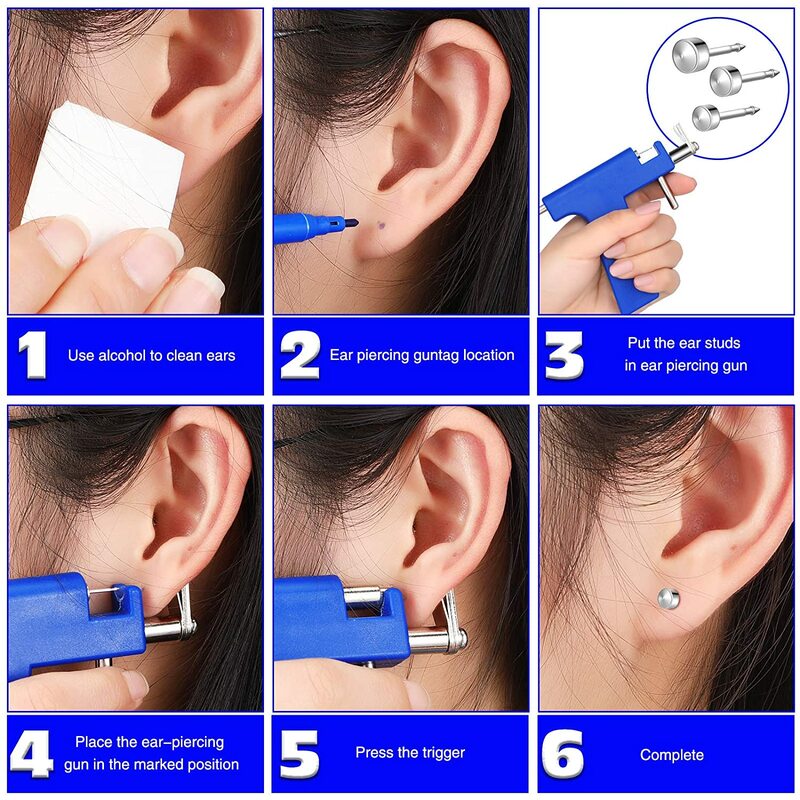Profesjonalny zestaw narzędzi do przekłuwania uszu zestaw narzędzi do przekłuwania uszu 98 szt. Stalowych ucho nos Piercing do pępka