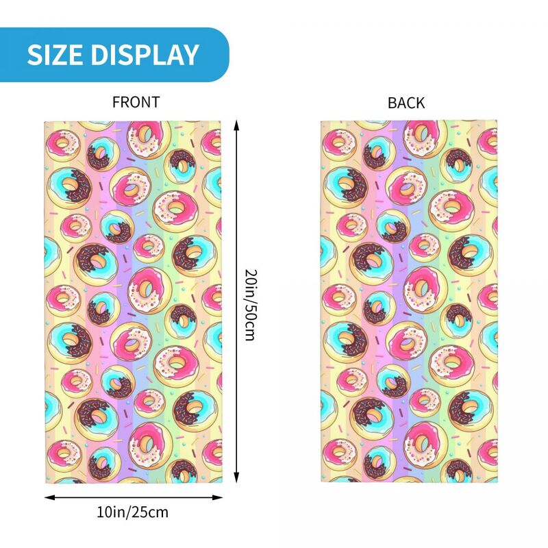Colorful Sweet Donut Bandana Neck Cover Printed Junk Fast Food Wrap Scarf Multifunctional Balaclava Cycling for Men Women Adult