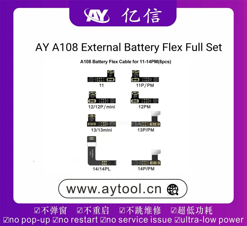 AY A108 Face ID True Tone Battery programmer per iPhone X - 14ProMax Dot Matrix Face ID Repair Cable Dot Projector leggi scrivi