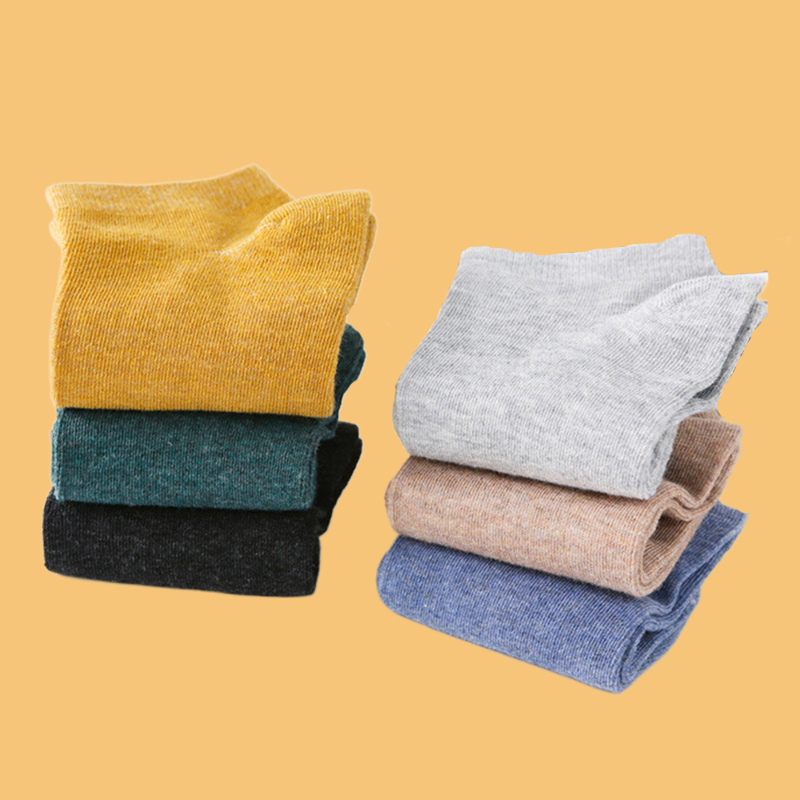 Calcetines de algodón de tubo bajo para hombre, medias suaves y transpirables de colores sólidos, para primavera y otoño, 5 pares