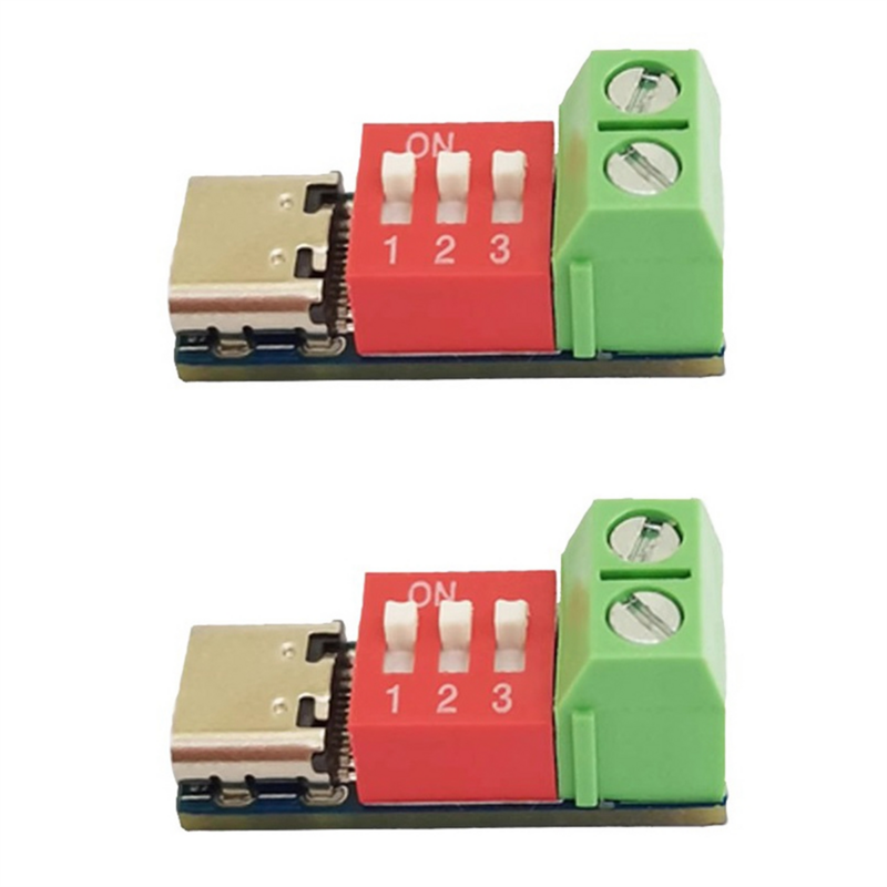 2PCS Type-C PD QC Trigger 5V-20V DC Adjustable Voltage Power Module Dial Adjustment Voltage Fast Charging Decoy Module