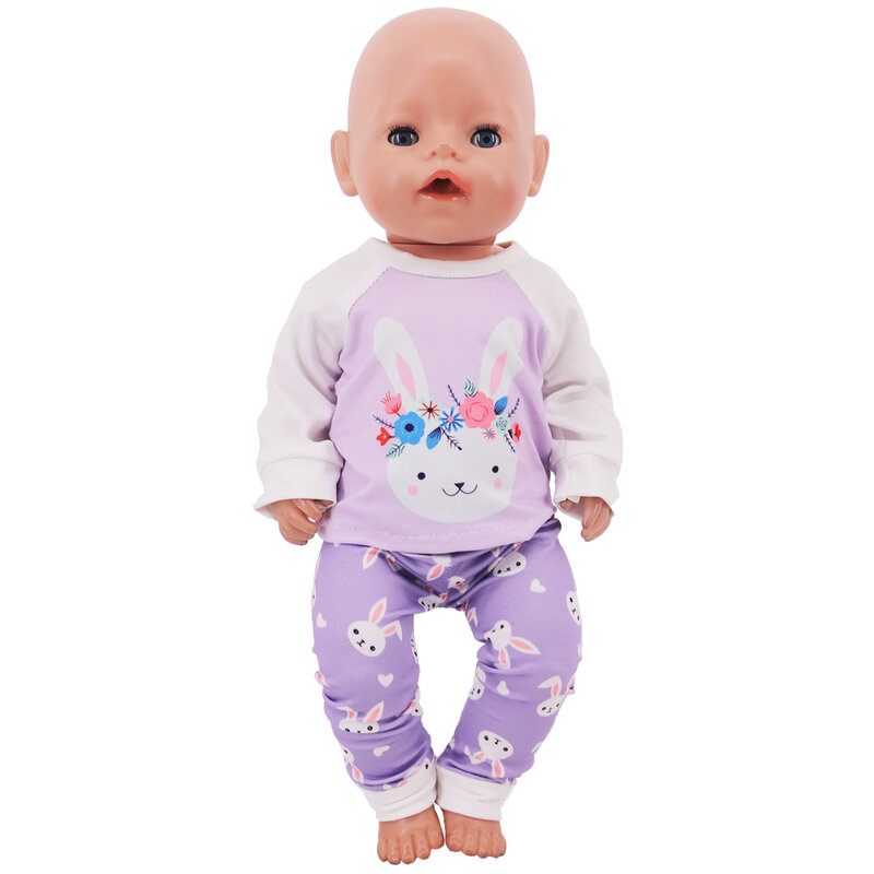 2 штуки / комплект пижамы для животных Каваи 43 см Рожденные дети регенерированные куклы одежда аксессуары 18 дюймов куклы девочки игрушки нашего поколения