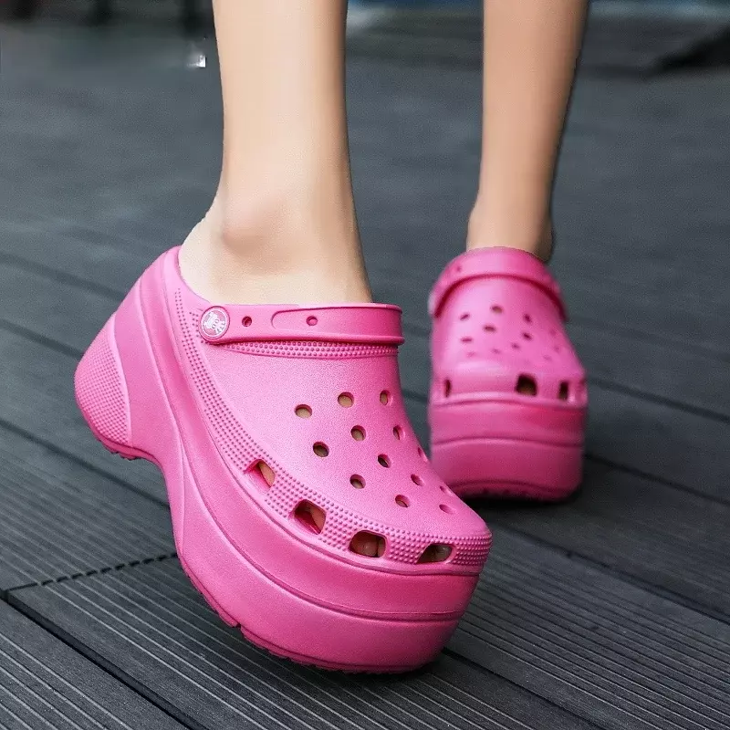 2024 Women's Platform Slippers New Black Clog Garden Sandals Slip on For Girl Beach Shoes Fashion Slides Sandalia Plataforma