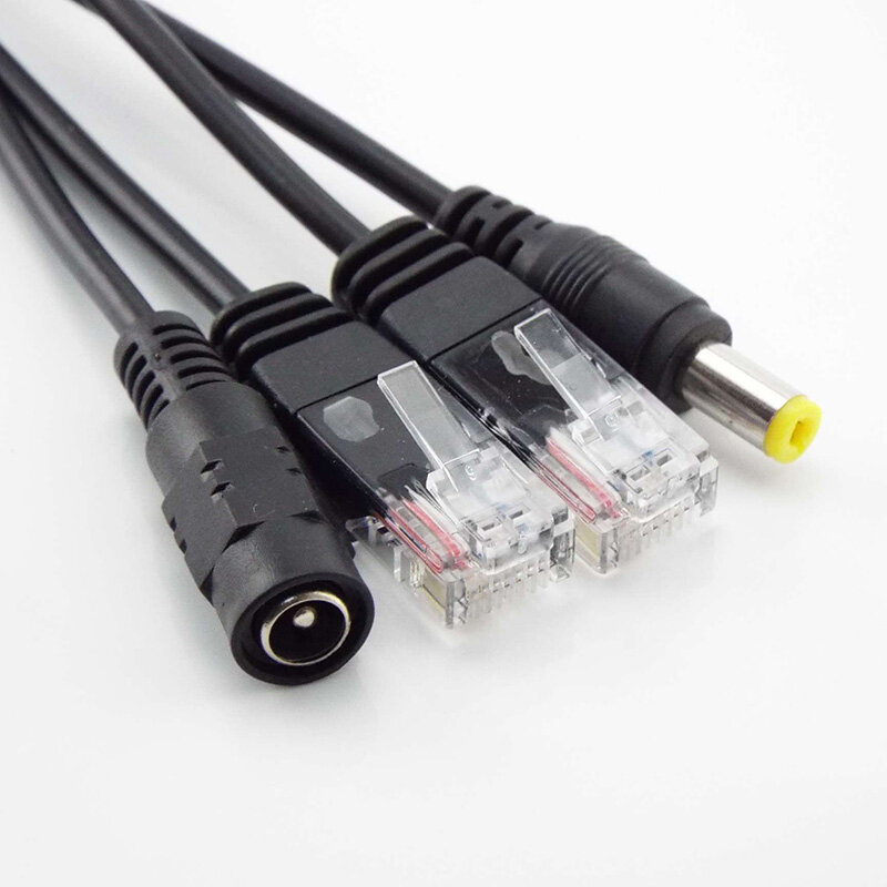 Kabel adaptor saklar Splitter POE 12V catu daya kabel Kit injektor PoE untuk kamera Cctv 5.5*2.1mm