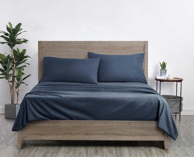 Comfort Chill Microfiber Bed Sheet Set, Full, Washed Indigo, 4 Piece