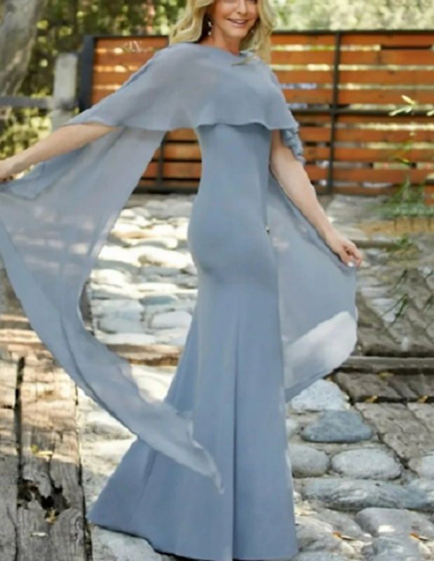 Vestido Formal para madre de la novia, prenda de gasa sin mangas con drapeado lateral, elegante, cuello de Joya, longitud hasta el suelo, 2024, 2024