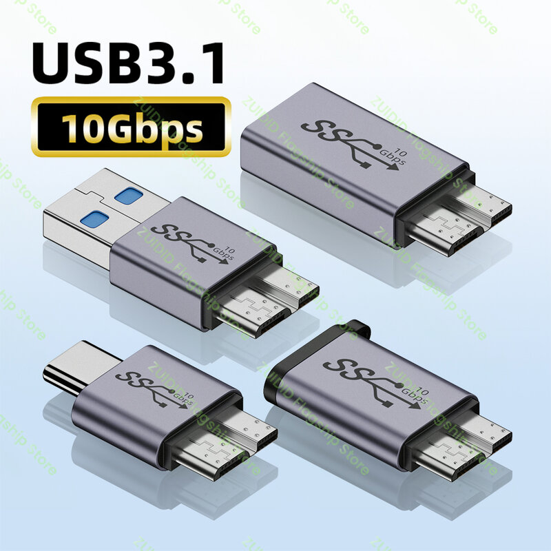 USB A/C do Micro B 3.0 Adapter 10Gbps superszybki konwerter synchronizacji danych dla Macbook Pro Samsung HDD SSD typ C do Micro B Adapter