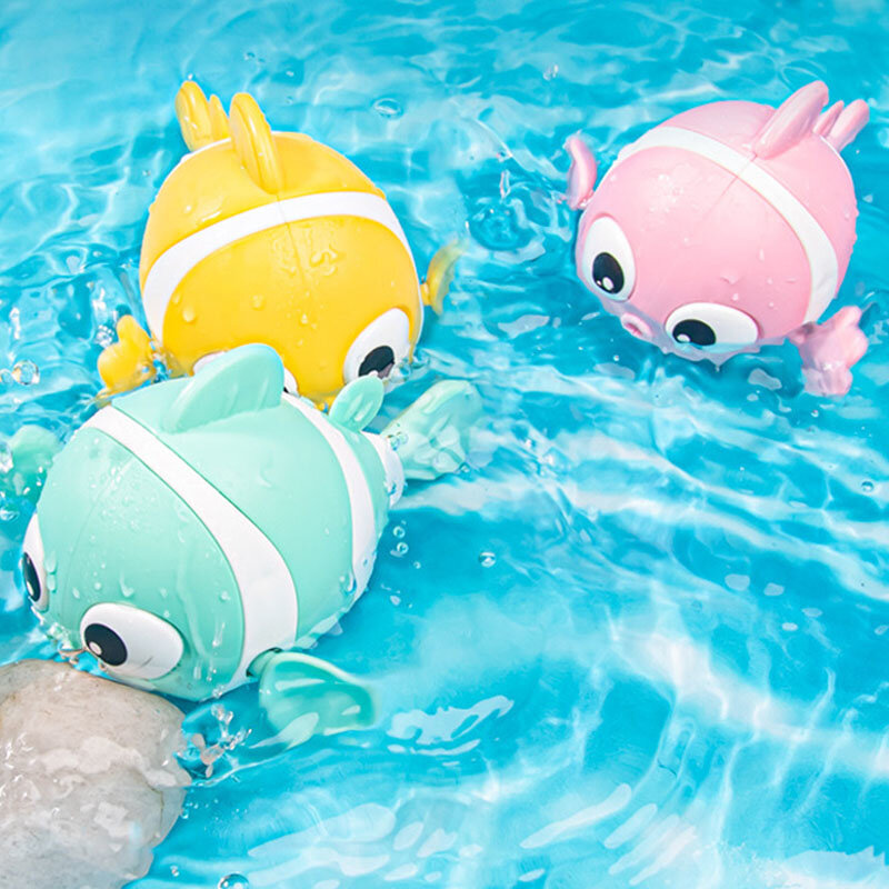 Baby Bath Toys Cute Swimming Fish Cartoon Animal Floating Wind Up Toys Water Game Classic Clockwork Toys For Toddlers