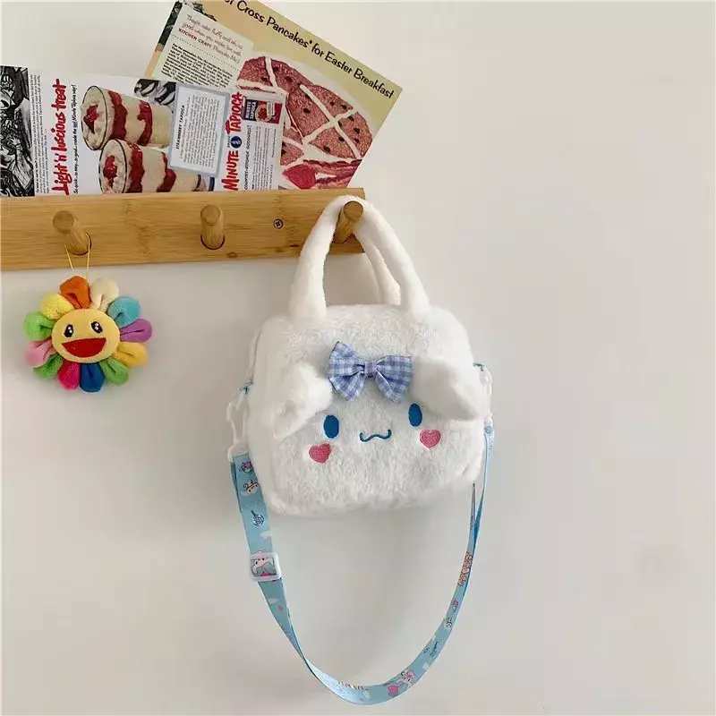Kawaii Sanrio Bag Plush Tote Handbag Cinnamoroll Messenger Shoulder Bags Plushie Kuromi Backpack for Women Stuffed Doll Toy Gift