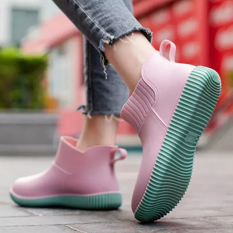 2024 New Fashion Thick Bottom Adult Women Rain Boots Outer Wear Water Shoe Waterproof Rain Rubber Shoes Galoshes Female Rainboot