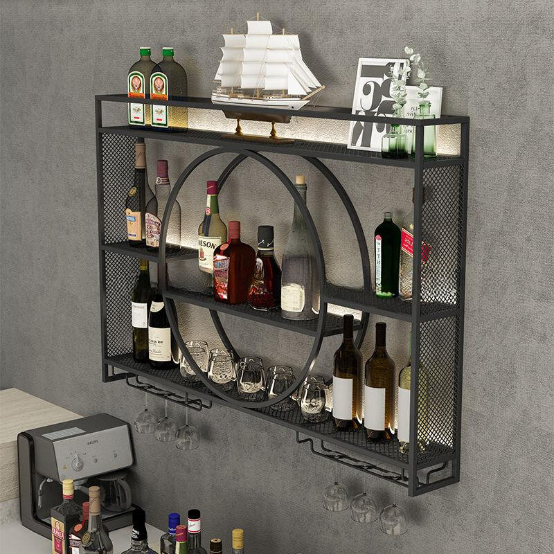 Simple Wine Rack Storage Rack Red Wine Cabinet Bar Wall-Mounted Wine Rack Storage Iron Display