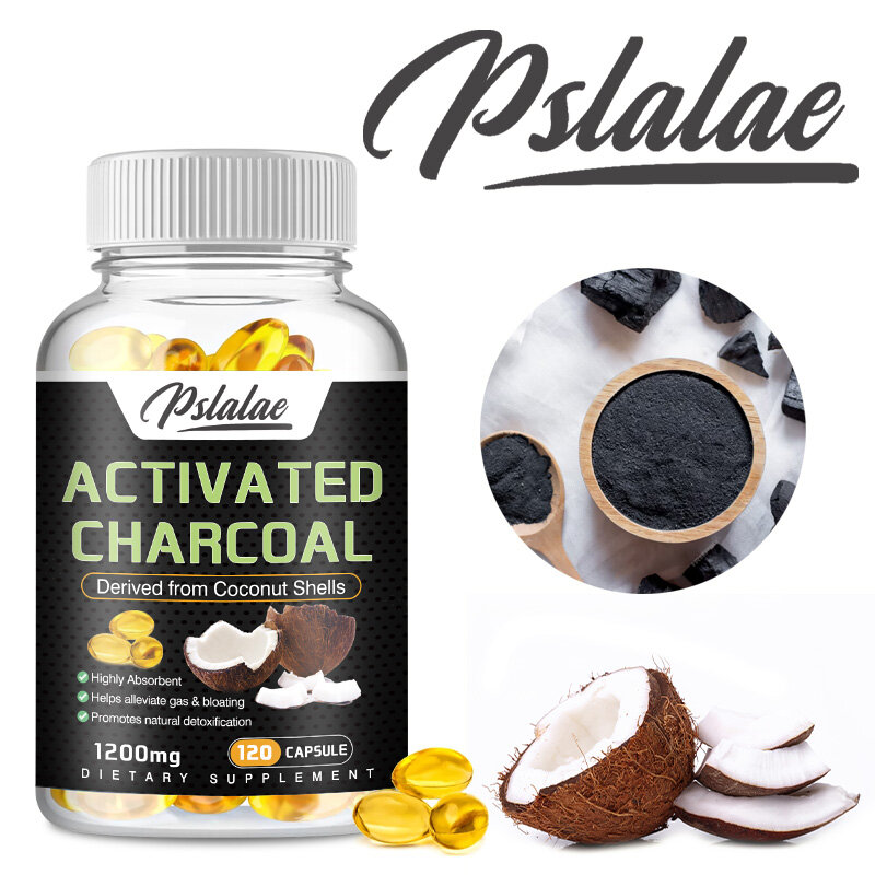 Activated Charcoal Capsules - 1,200 Mg Highly Absorbent To Help Relieve Gas and Bloating and Promote Natural Detoxification
