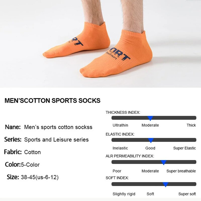 5 Pairs/Lot Summer Cotton Mesh Breathable Men's Socks Fashion Casual Male Wear Spring Short Thin Color Sports Socks Size38-45