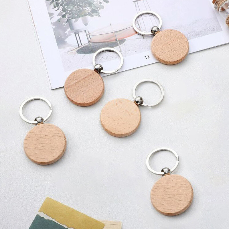Blank Wooden Tags ID Engraved Keychain Home Car Inner Decoration DIY Wind Chime Keyrings Pendants Gifts For Family Parents