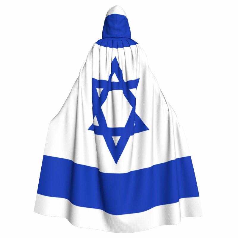 Jubah Dewasa Bertudung Bendera Israel Kostum Abad Pertengahan Penyihir Wicca Vampir Elf Purim Pesta Karnaval