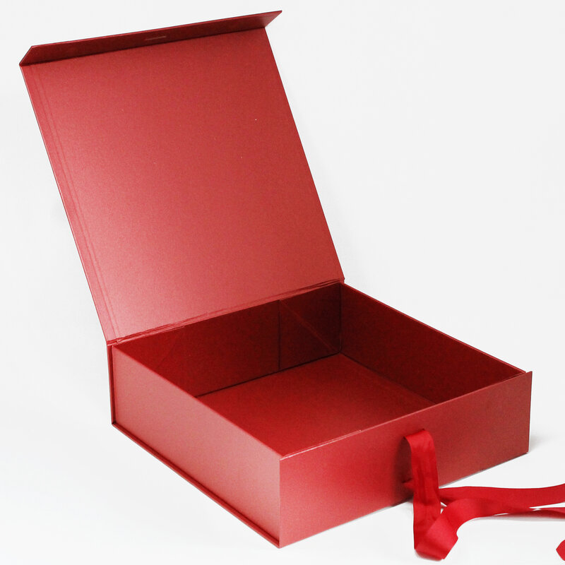 Cesto di natale in cartone di carta con logo personalizzato che imballa scatole regalo di vigilia scatola di natale con chiusura a nastro