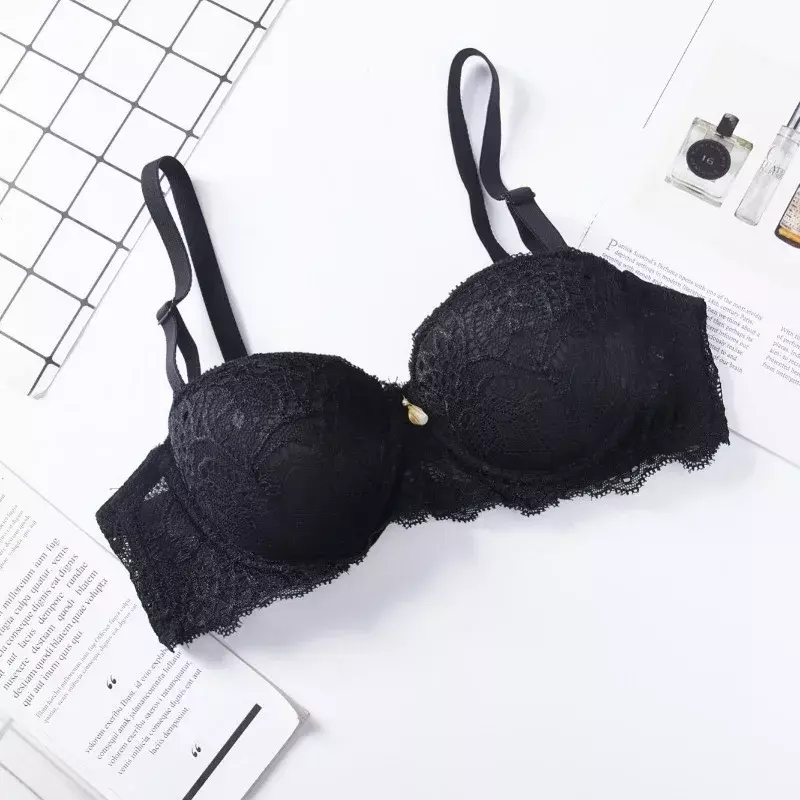 Sexy Girly lace 1/2 1/2 cup small breast push-up adjustable bra Student underwear Bra 2 breasted