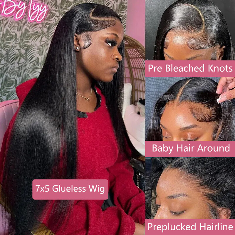 Human Hair Glueless Wig Pre Bleached Knots Natural Hairline Easy To Wear No Skills Need Preplucke For Women Bone Straight