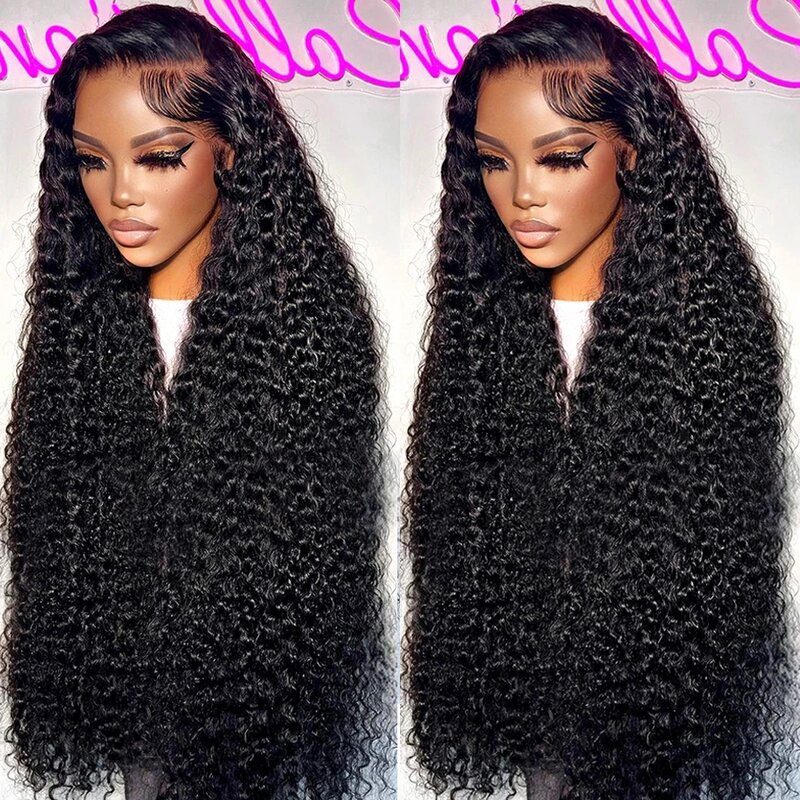 Kinky Curly Black Color Lace Front Wig For Women Synthetic Hair Wigs Glueless Soft 180%Density Preplucked Cosplay