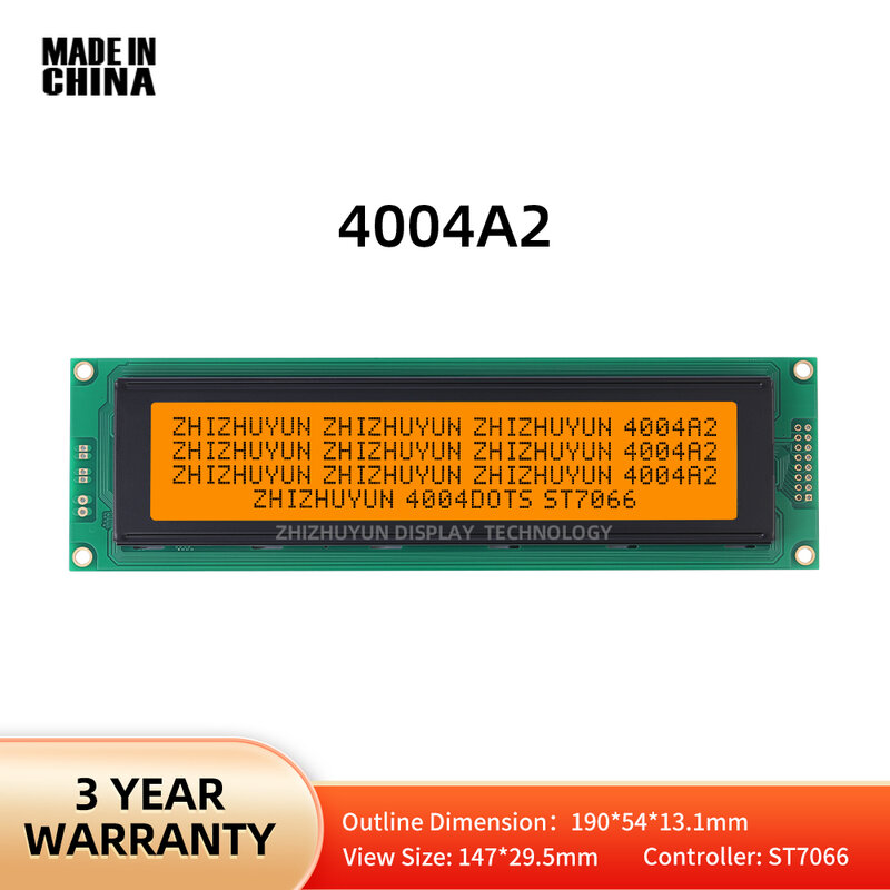 Écran d'affichage LCD Rick Tech, rétroéclairage LED ambre LCM, contrôleur SPLC780D intégré, 4004A2, 5V, 40tage, 4004