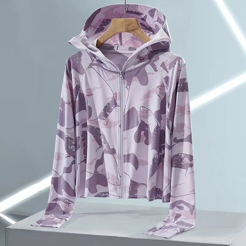Ice Silk Sun Protection Clothing Women Jacket Tops Anti-Ultraviolet Spring Summer Hooded Coat Thin Sun-Protective