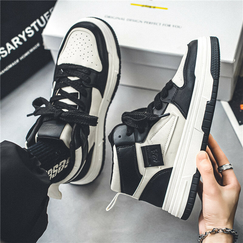 Unisex Couple Style 2024 New Four Seasons Fashion Trendy Sports Board Shoes for Men and Women High Top Lacing Sports Versatile