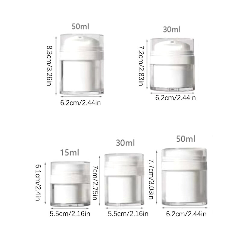 Pot à crème cosmétique acrylique, d'extraction à vide, style presse, sans air, quotidien, 15/30/50ml