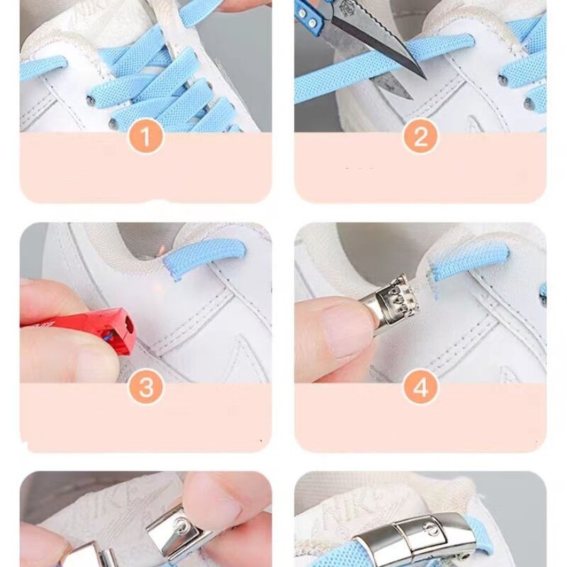 New Press Lock Shoelaces Without ties Gradient Flats Elastic Laces Sneakers Kids Adult No Tie Shoe laces for Shoes Accessories