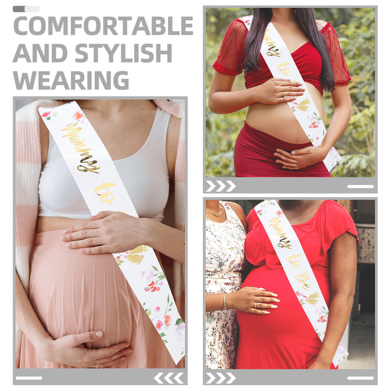 2 Pcs Expectant Mother's Belt Baby Shower Decoration Mommy to Sash Decorations Sashes for European Fashion
